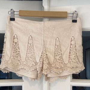 Boom Boom Jeans Lace Trim Shorts - Cream